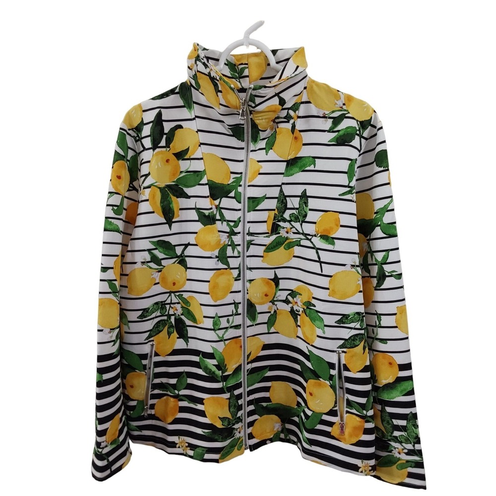 Drpers &‎ Damons Jacket Womans Sz XL Light Weight Coat Lemons Yellow Dopamine